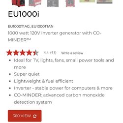 Honda 1000 watt 120V inverter generator with CO-MINDER™