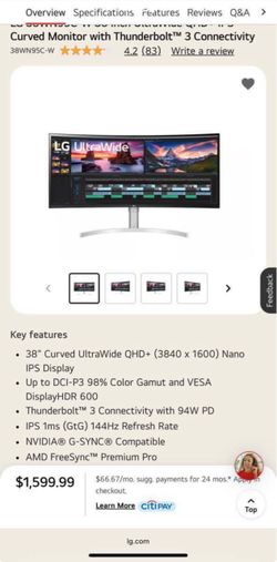 LG Ultrawide Curved Monitor 38”