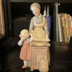 Ceramic Grandmother and Child Figurine