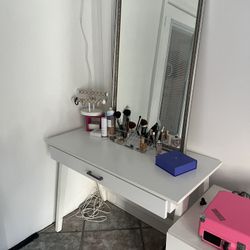 Pottery Barn Desk, Mirror & Drawer 