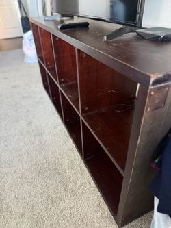 Sturdy 8-Cube Storage Shelf / TV Stand – Dark Espresso Wood