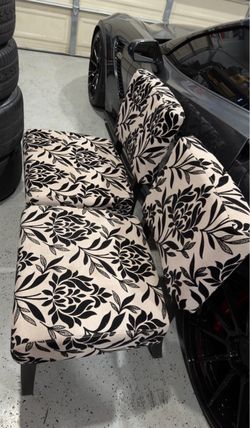 Black & White Floral Accent Chairs – Set of 2