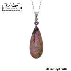 Silver Rhodonite & Amethyst Pendant w/Chain