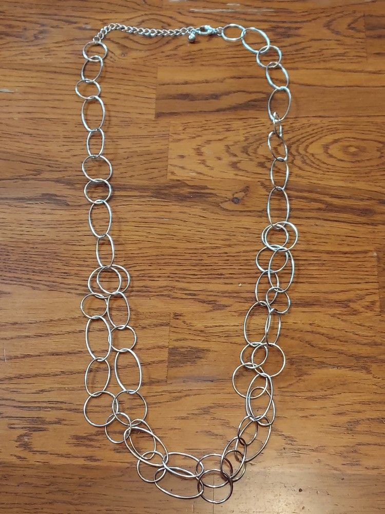 Textured Large Link Silver Chain Necklace
