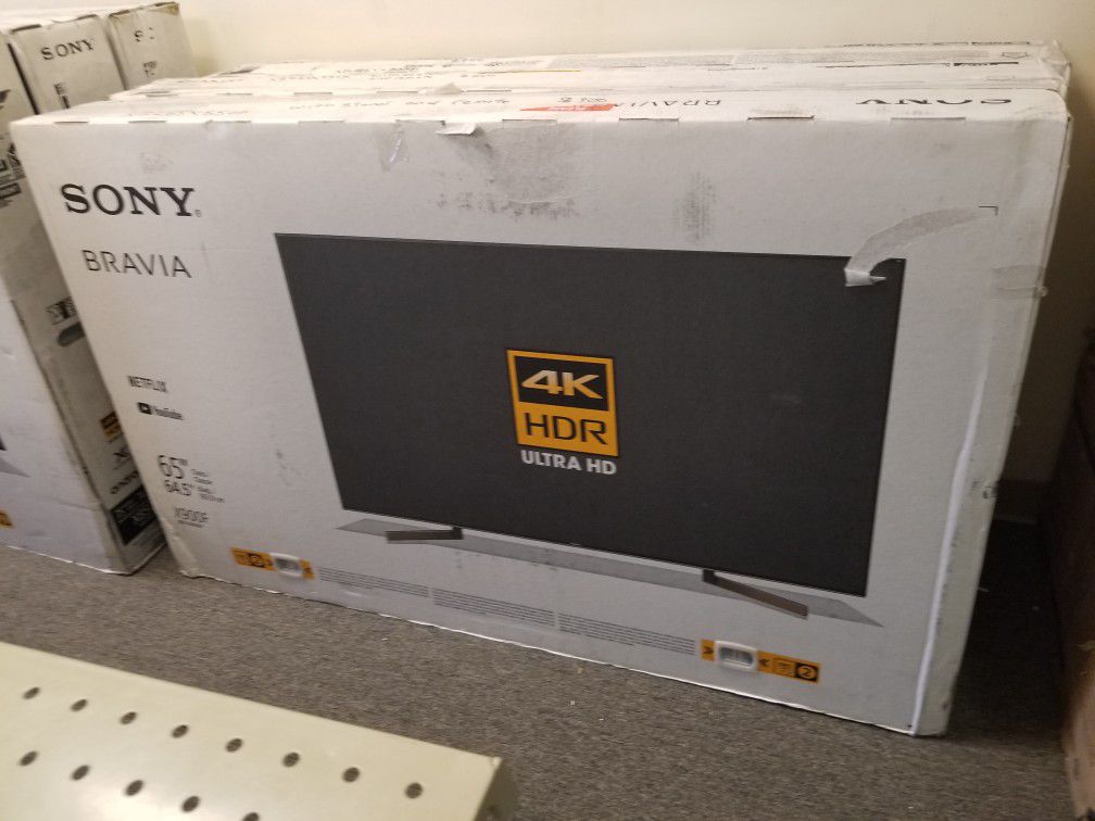 65 inches sony 4k smart led TV in the box. No credit check financing available. Only $50 down payment. Warranty