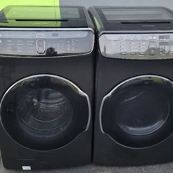 LIKE NEW !! SAMSUNG BLACK STEAM 6.0 CU FT  FRONT LOAD WASHER AND GAS DRYER 