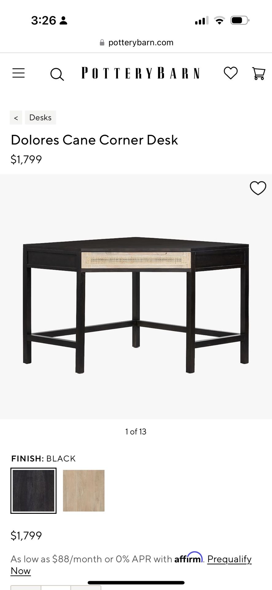 Pottery Barn Corner Desk 