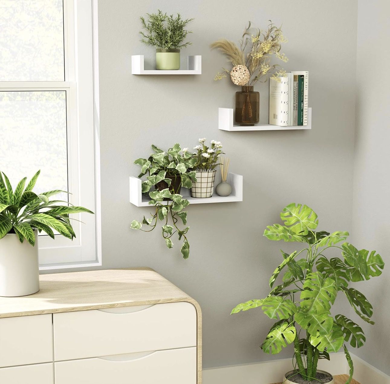 White Reversible Floating  Shelves