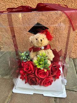 Graduation bear with flowers and lights