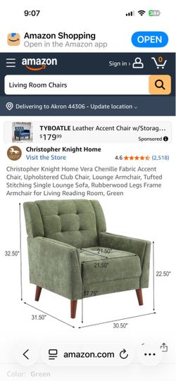 Christopher Knight Home Vera Chenille Accent Chair Green