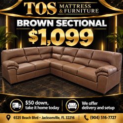 Brown Leather Sectional Sofa 🚚WE DELIVER🚚
