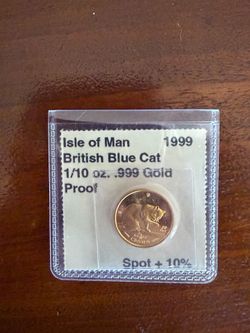 1/10 oz gold .999 proof - 1999 Isle of Man, British Blue Cat