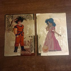 1998 Gold Foil Dragon Ball Z and Bulma Cards