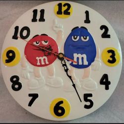 Porcelain White M&M's Wall Clock New