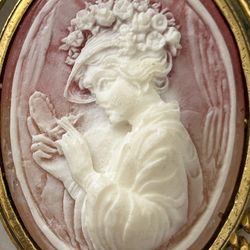 Vintage Pendant Necklace Intricate Floral Gold Cameo Pendant Jewelry 2 Chains Victorian style Faux Antique Collectible Retro Statement Jewelry 