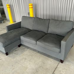 ( Free Delivery ) Sleek Dark Gray Sectional Couch