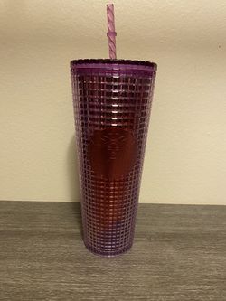 Starbucks Red Purple Grid Tumbler