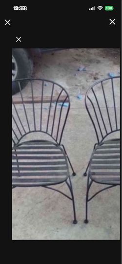 Wrought Iron Fan Back Patio Chairs