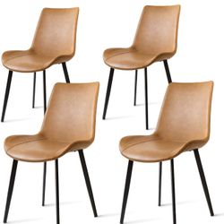 Set of 4 Dining Chairs – Modern Brown 