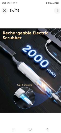 Electric Brush for Cleaning Cleans Hard Bristles Multifunctional V Shape Putty Brush 3 Speeds with LED Light for Home, Kitchen, Litter, Cat, Room