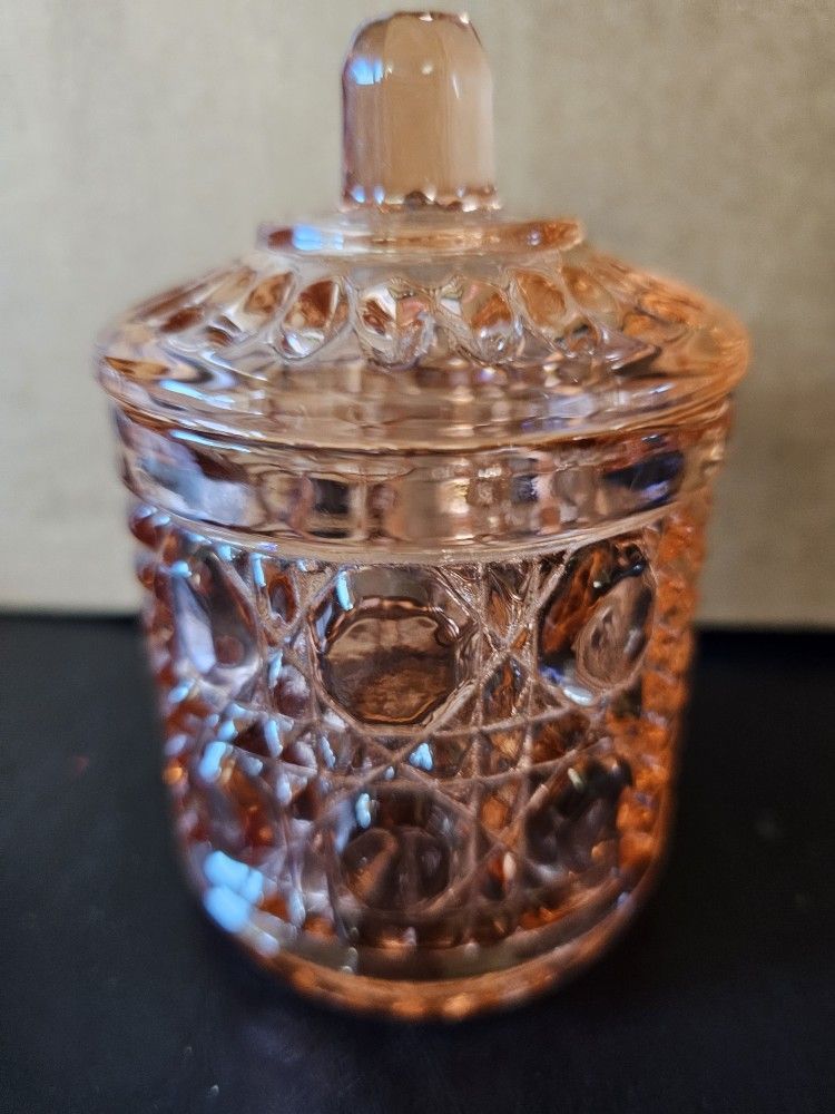 Beautiful Antique Glass Pink Sugar Bowl With Lid