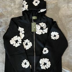 DENIM TEARS African Diaspora Goods Graphic Print Zip Hoodie Black/White L