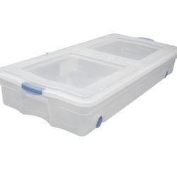 Under bed Storage Plastic Boxes With Cover & Wheels Set Of 2