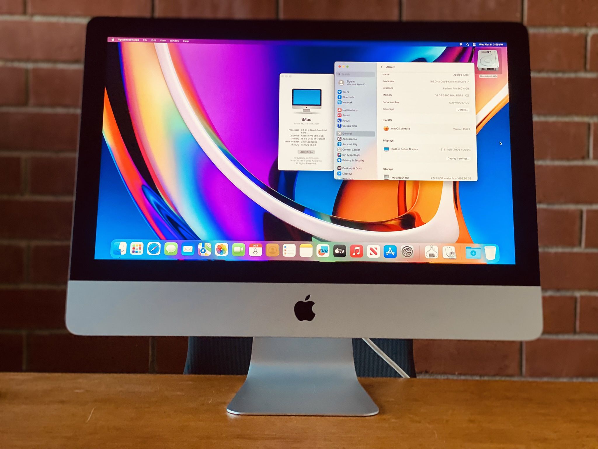 2017 Apple iMac A1418 Retina 4K 3 .6 Ghz Quad Core i7 16GB 500GB SSD clean!