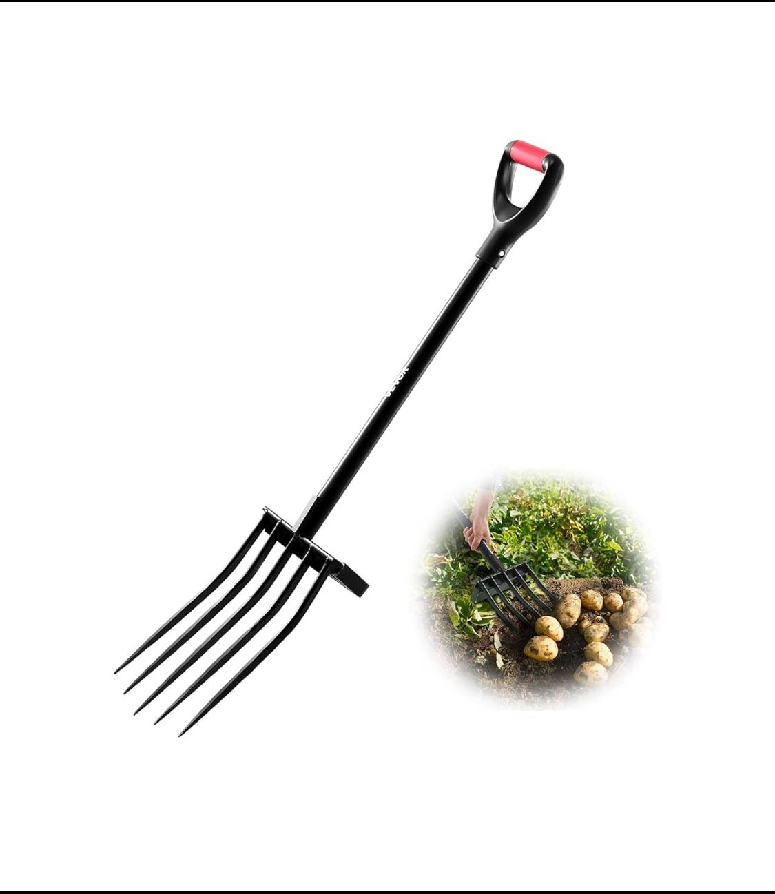 New Other VEVOR 41” Garden Fork 5-Tine Gardening Pitchfork With Metal, Black