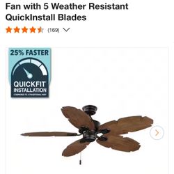 Indoor And Outdoor Ceiling Fan 52”