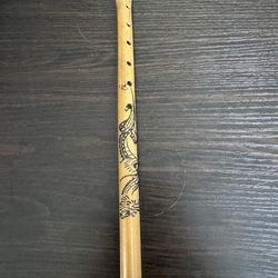 Vintage Chinese folk hand made wood flute Dragon Design