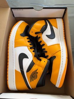 Air Jordan 1 Mid Yellow Black White Sneakers