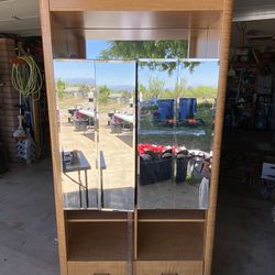 Wooden Cabinet/ Mirrored Doors 