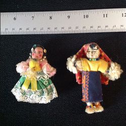 Vintage, Collectable, Folkloric Panamanian Miniature Handmade Dolls, Magnets