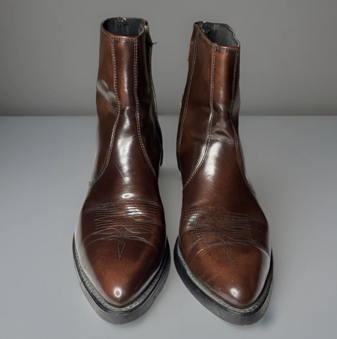 Stuart McGuire Side Zip Mens Leather Ankle Boots Vintage 1970s Biker