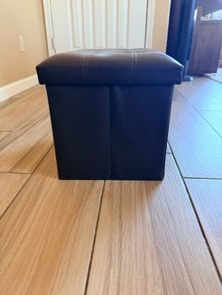 Brown Faux Leather Tufted Ottoman