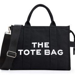 NEW IN PACKAGE Black The Tote Bag for Women, Canvas Tote Bag w/ Zipper, Aesthetic Shoulder, Crossbody, Handbag Tote