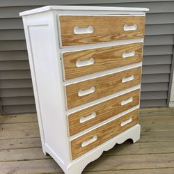 Tall White And Tan Dresser 5 Drawer