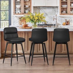 Black Double Layer Swivel Barstool Set of 4