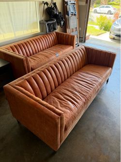 Large Real Premium Leather Sofas (Roger + Chris)