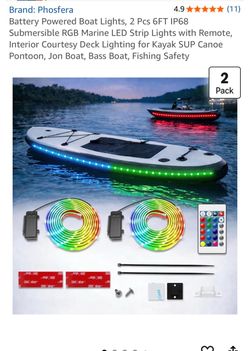 LED Battery Powered Strip Lights for Boat. 2 Strips. 6ft