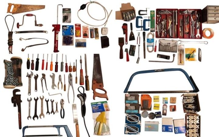 Large Mixed Lot of Hand Tools – Wrenches, Screwdrivers, Saws, Drill Bits, Clamps, Electrical