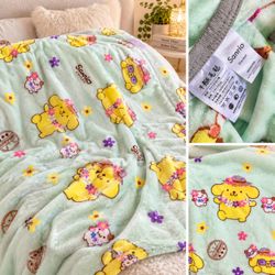 Sanrio Pompompurin Flannel Throw Blanket