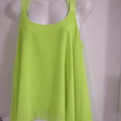 Rehab Phosphorescent green sleeveless blouse, 100% polyester, excellent condition, like new, size L