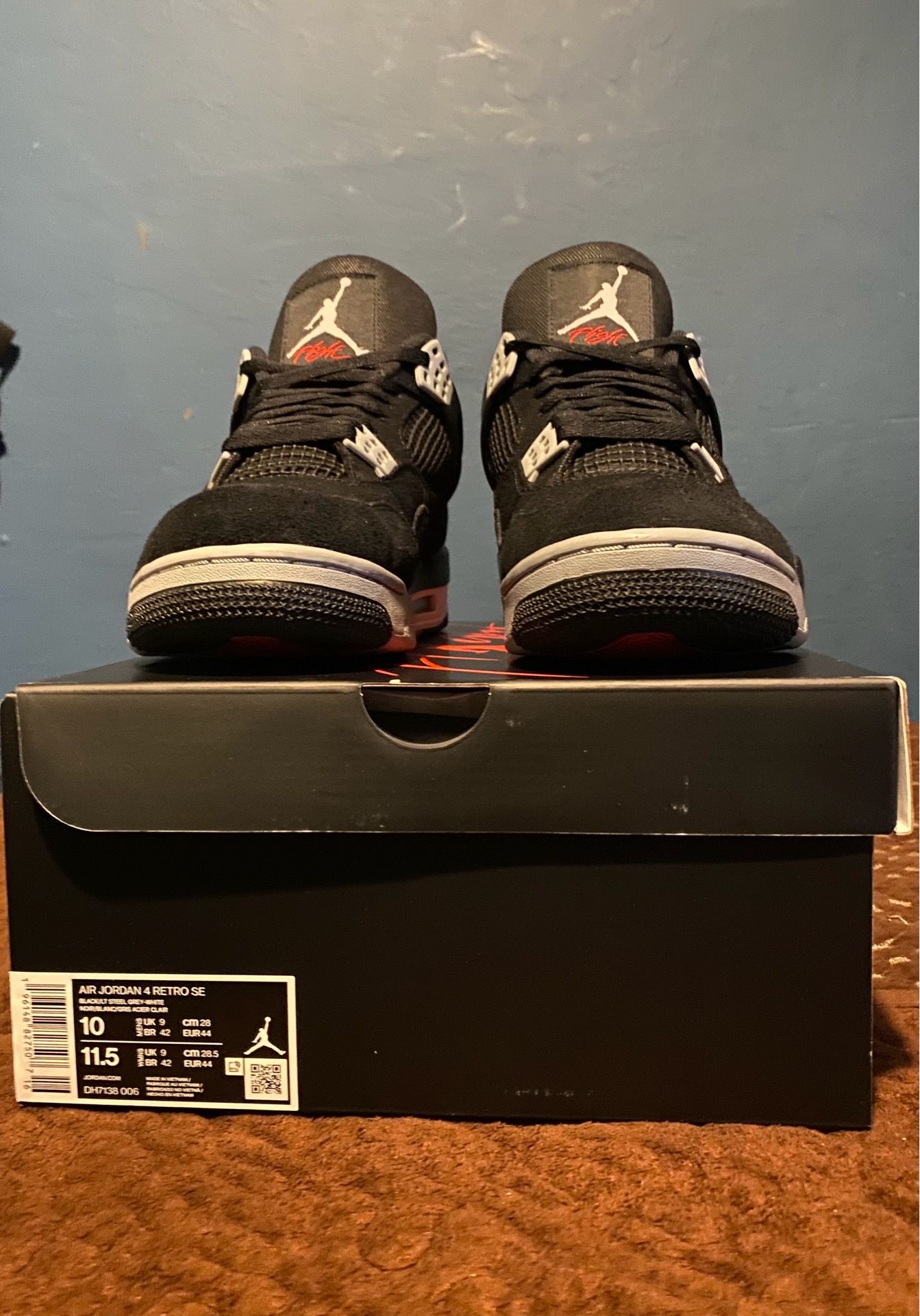 Jordan 4 Black Canvas Size 10