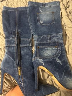 Denim mid high -blue jean Stiletto Boots