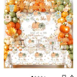 Pumpkin fall theme baby gender reveal decorations