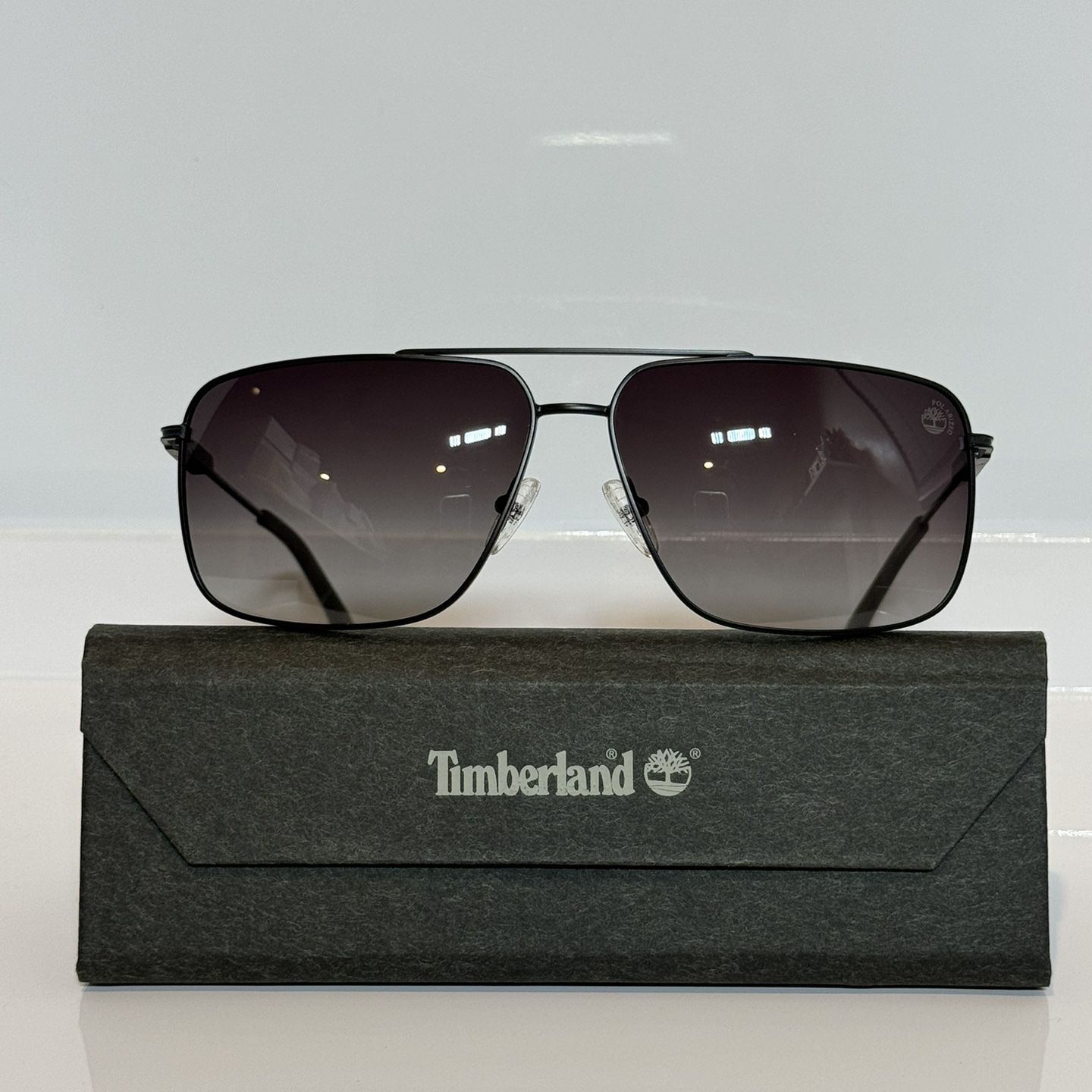New Timberland 9292 Black Rectangular Polarized Sunglasses 