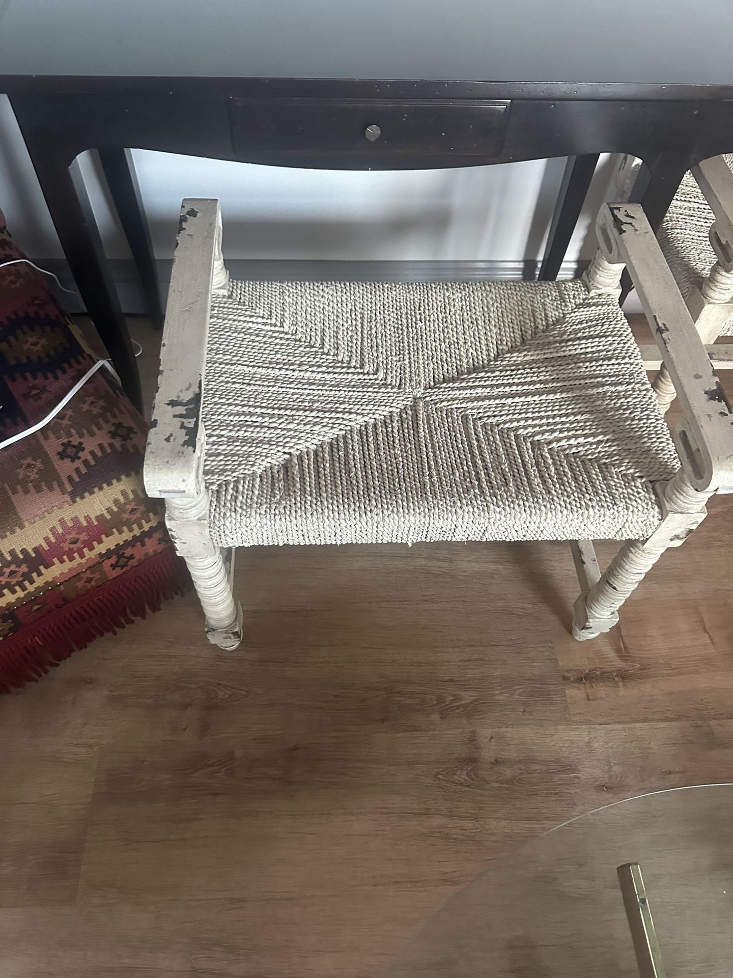 Console Table And Woven Seats (2)