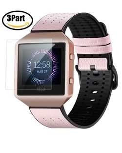 Fitbit Blaze Bands for Men&Women, greatgo 3 in 1 Replacement Adjustable Leather Watch Wristband TPU Strap with Metal Case Frame Screen Protector Cove